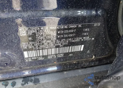 2025 Toyota Rav4 Xle z USA, uszkodzony, nr VIN 2T3P1RFV2SW521559